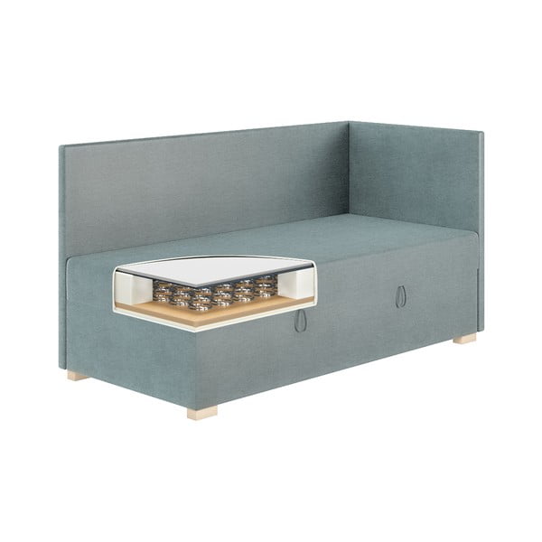 Plavi kutni dječji krevet s prostorom za pohranu s madracem 90x200 cm Flexi – Ghado-image-4