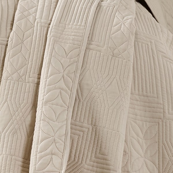 Bež prošiven prekrivač 220x230 cm Folkstone Geo – Catherine Lansfield-image-2