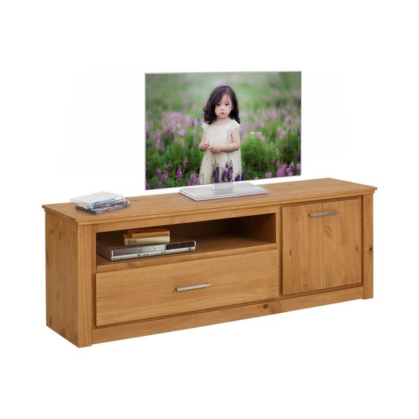 TV komoda od borovine u prirodnoj boji 160x55 cm Celia - Støraa-image-4