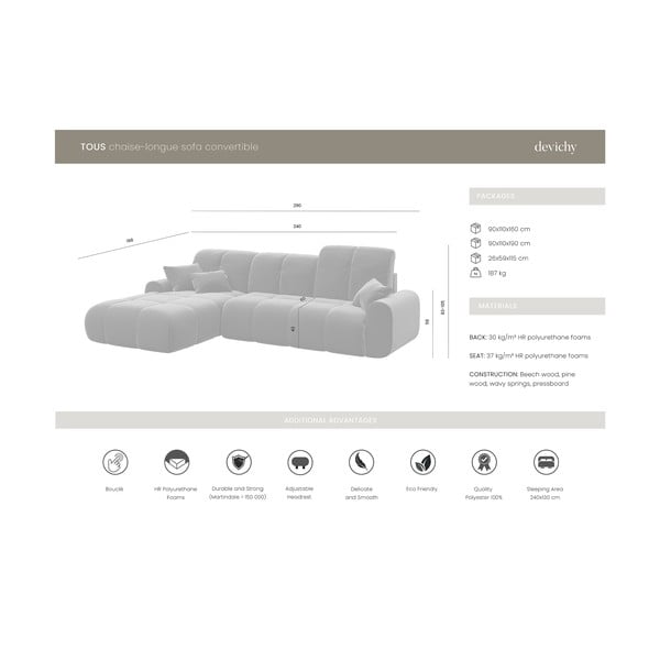 Ružičasta kutna garnitura na razvlačenje Devichy Tous, lijevi kut-image-4