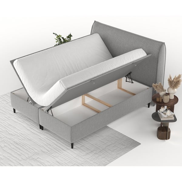 Svijetlo sivi tapecirani bračni krevet s prostorom za pohranu 160x200 cm Draco – Maison de Rêve-image-3