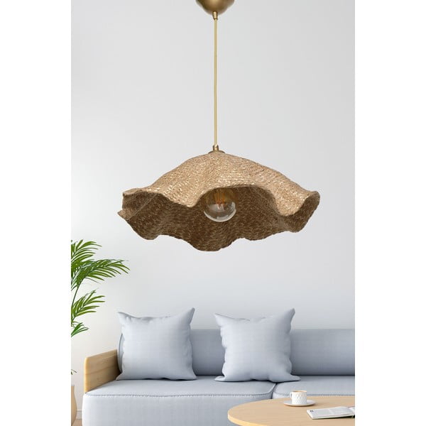 Svjetlo smeđa viseća svjetiljka s tekstilnim sjenilom ø 44 cm – Opviq lights