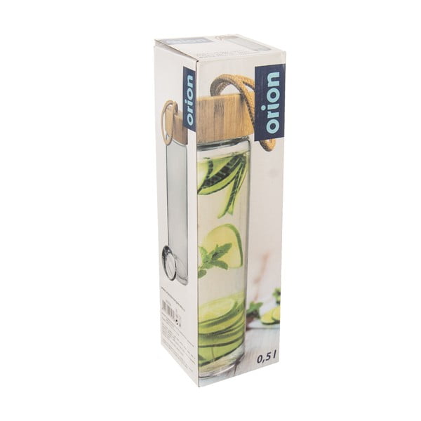 Staklena boca za vodu s poklopcem od bambusa Orion, 500 ml-image-4