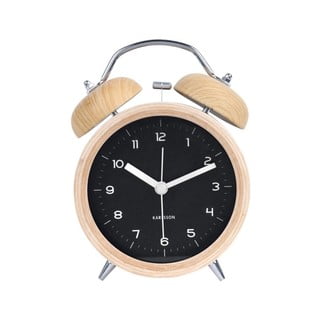 Crni budilnik u drvenom dekoru Karlssonl Classic Bell, ⌀ 10 cm
