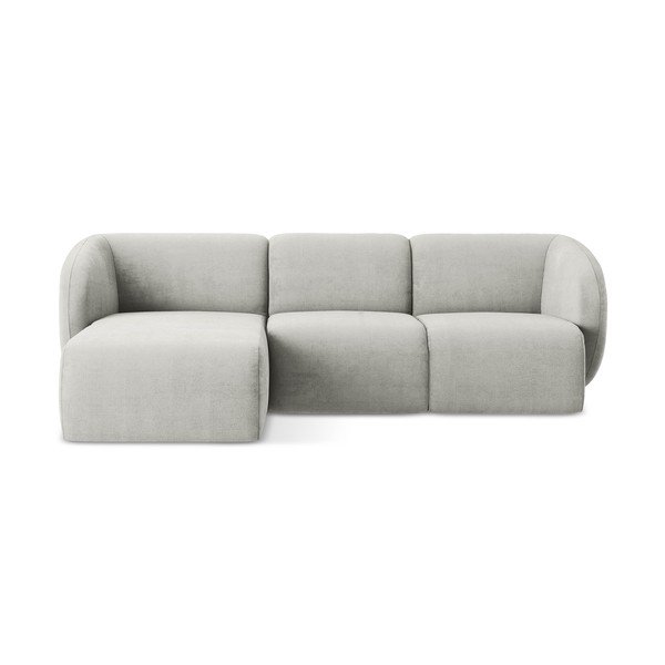 Svijetlo siva kutna garnitura od šenila (s lijevim kutom/s ležaljkom) Lani – Makamii