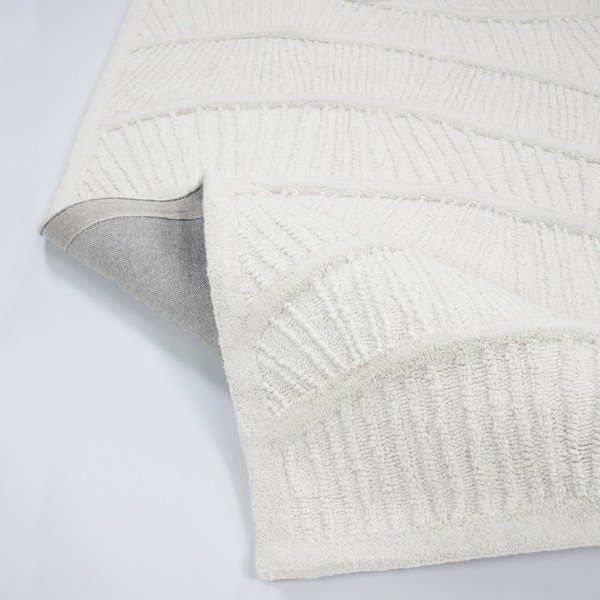 Bijeli ručno rađen tepih od mješavine vune 140x200 cm Sculptured Wave – Flair Rugs-image-3