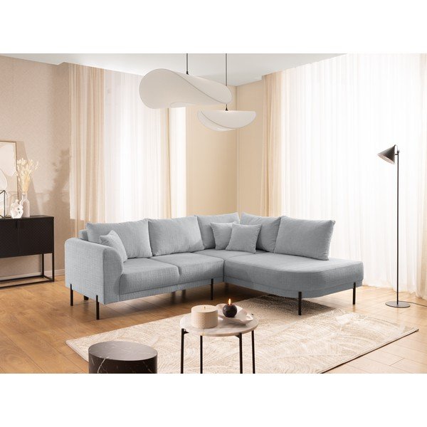 Svijetlo siva kutna garnitura od šenila (s desnim kutom/u obliku slova L) Mauris  – Ropez-image-1