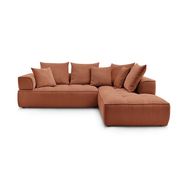 Kutna garnitura od šenila boja terakote (s desnim kutom/u obliku slova L) Whesley – Bobochic Paris