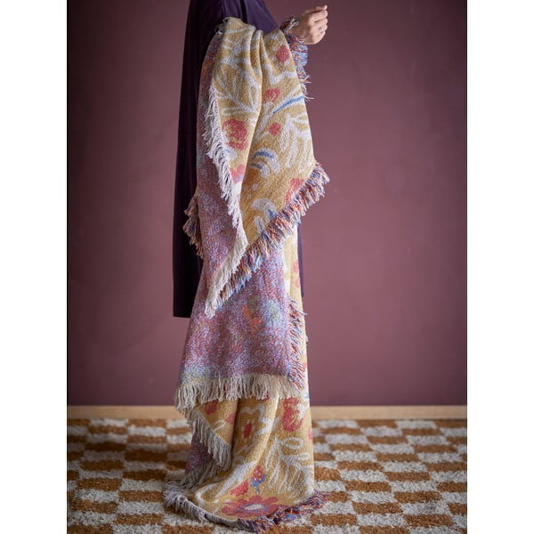 Žuta  deka od recikliranog pamuka 130x160 cm Reims – Bloomingville-image-1