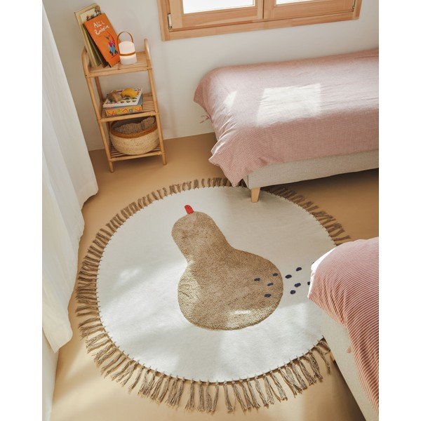 Pamučan dječji tepih boje slonovače ø120 cm Tamya – Kave Home-image-1