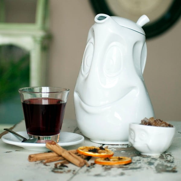 Bijeli porculanski čajnik nasmijani 58products, 1200 ml-image-1