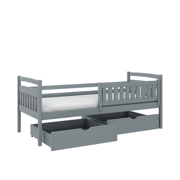 Sivi dječji krevet od borovine s prostorom za pohranu 80x160 cm Terry - Lano Meble
