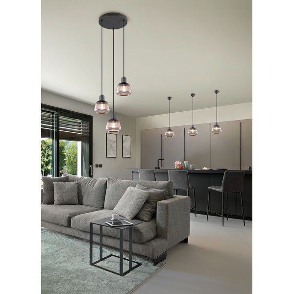 Crna viseća svjetiljka sa staklenim sjenilom ø 37 cm Tarifa – Trio-image-1