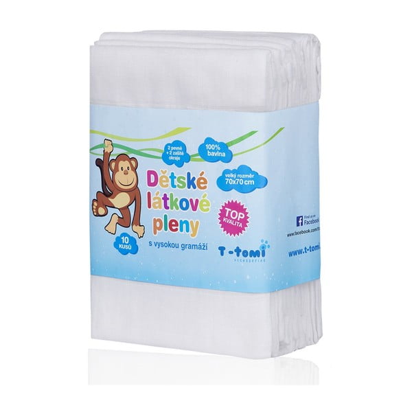 Set od 10 pamučnih pelena T-TOMI Tetra, 70 x 70 cm-image-1