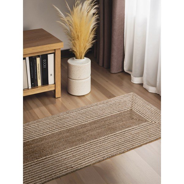 Obostrana/ručno rađena jutena staza u svijetloj prirodnoj boji/u tamnoj prirodnoj boji 80x300 cm Juno – Hanse Home-image-1