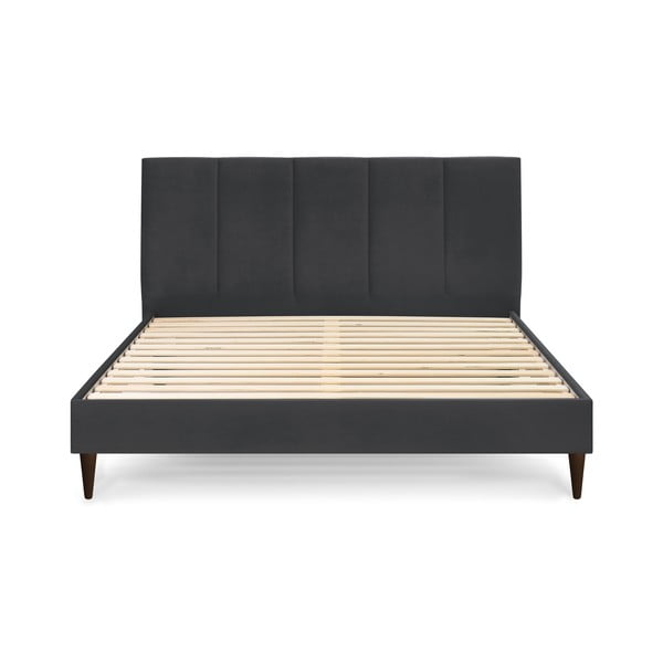 Bračni krevet od tamnosivog baršuna Bobochic Paris Vivara Dark, 160 x 200 cm-image-2