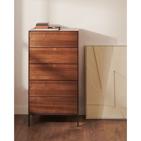 Visoka komoda u dekoru oraha u prirodnoj boji 60x114 cm Vedrana – Kave Home-image-1