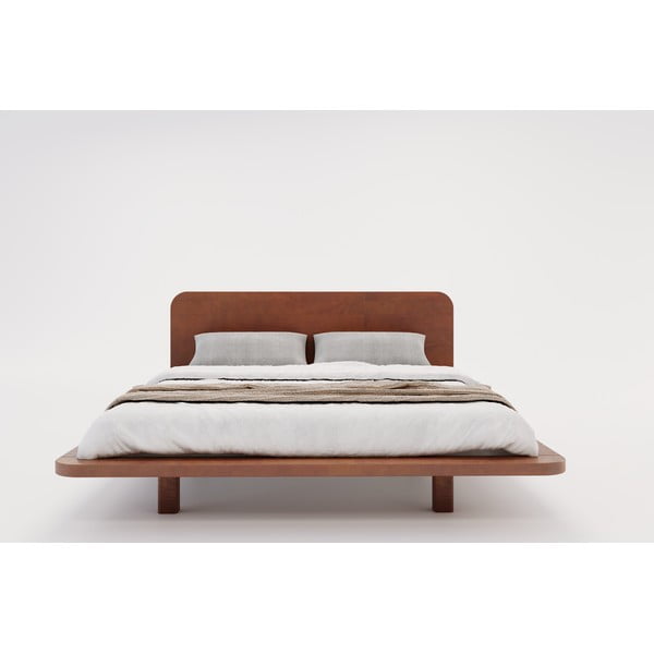 Smeđi bračni krevet od bukovog drveta 200x200 cm Japandic - Skandica-image-3