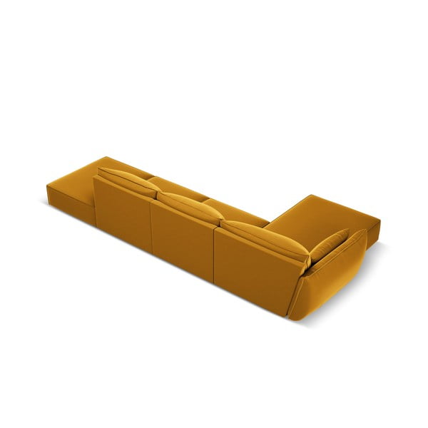 Senf žuta baršunasti kutna garnitura (s lijevim kutom/s ležaljkom) Vanda – Mazzini Sofas-image-3