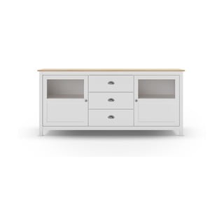 Bijela niska komoda od masivnog bora 180x80 cm Misti – Marckeric