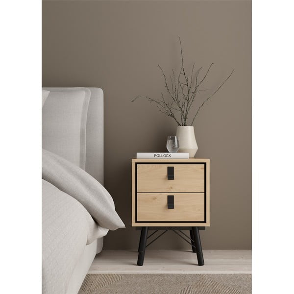 Noćni ormarić u dekoru hrasta u prirodnoj boji Ry – Tvilum-image-1