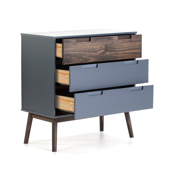 Antracit/tamno smeđa visoka komoda od borovine 80x82 cm Nussa - Marckeric-image-3