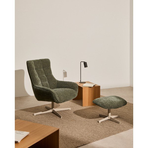 Zeleni tabure od šenila Teryl – Kave Home-image-1