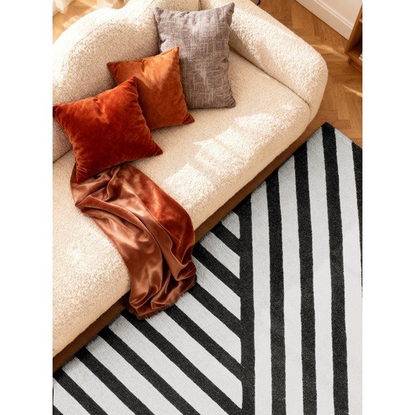 Crno-bijeli ručno rađen vunen tepih 200x290 cm Stryve Noir – Elle Decoration-image-2