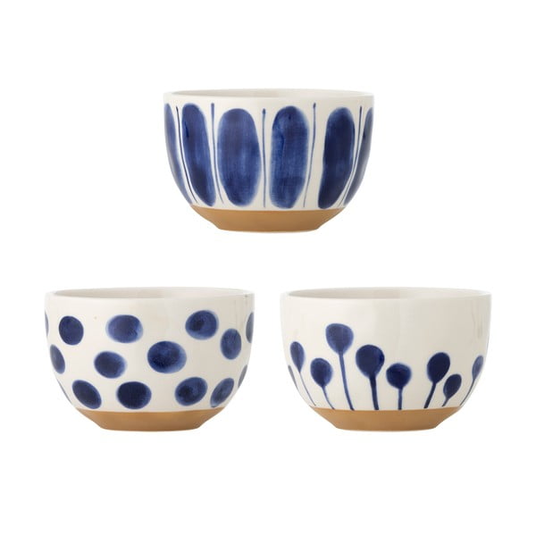 Bijele/plave zdjelice u setu 3 kom od kamenine 500 ml Linora – Bloomingville