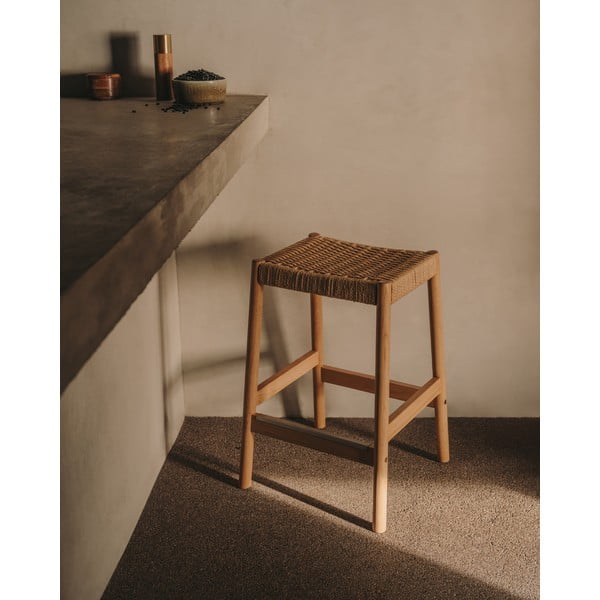 Barske stolice u setu 2 kom od punog hrasta u prirodnoj boji (visine sjedala 66 cm) Yalia – Kave Home-image-1