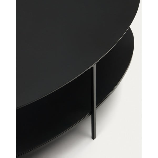 Crni stolić za kavu sa staklenom pločom stola 65x110 cm Fideia – Kave Home-image-4