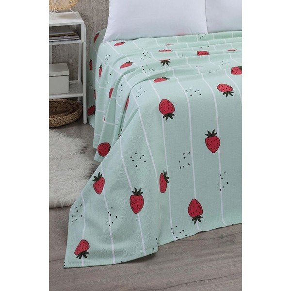 Mentol zeleni pamučan prekrivač 170x230 cm Strawberry – Mila Home-image-2