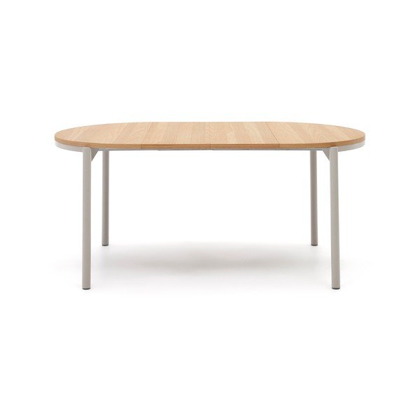 Okrugao proširiv blagovaonski stol s pločom stola u dekoru hrasta u prirodnoj boji ø 90 cm Montuiri – Kave Home-image-4