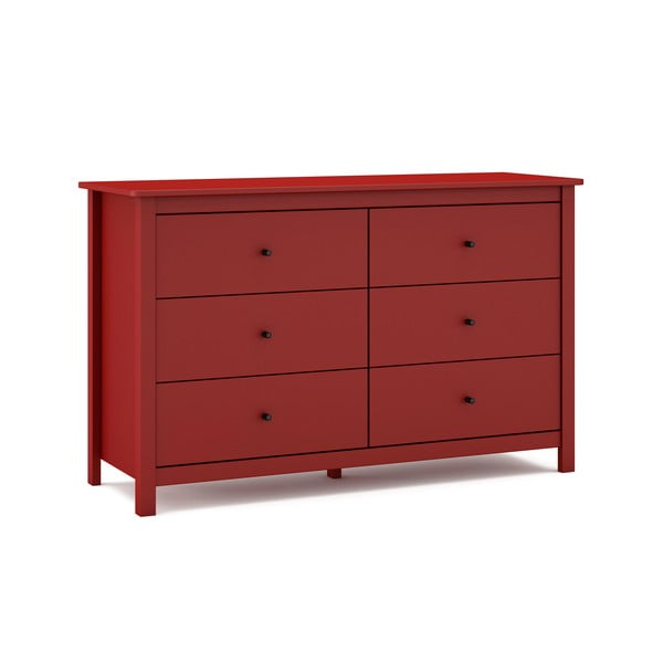 Crvena niska komoda od borovine 130x80 cm Misti - Marckeric-image-2