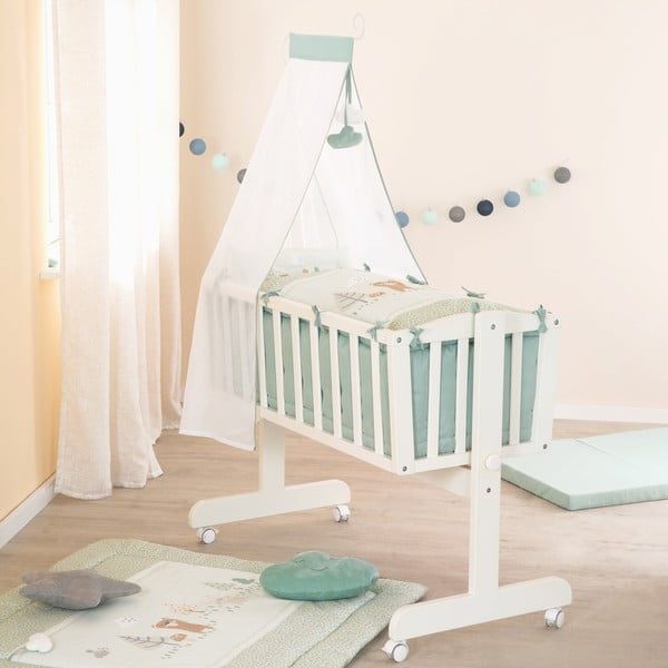 Svijetlo zelena pamučna dječja posteljina za dječji krevetić 80x80 cm Woodland Buddies – Roba-image-3