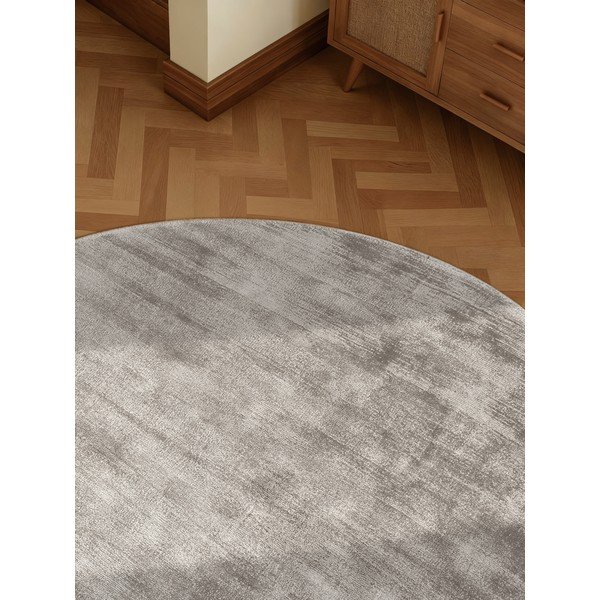 Sivi ručno rađen okrugao tepih viskozan ø 120 cm Noemi – Vikosa-image-4