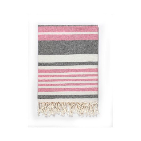 Ružičasto-sivi ručnik za kupanje s udjelom pamuka Kate Louise Cotton Collection Line Pink Grey, 100 x 180 cm-image-1