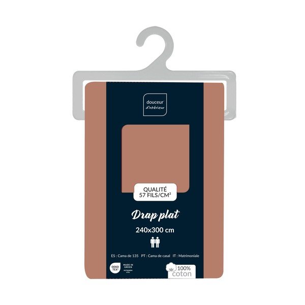 Pamučna plahta u boji lososa 240x300 cm Lina – douceur d'intérieur-image-2