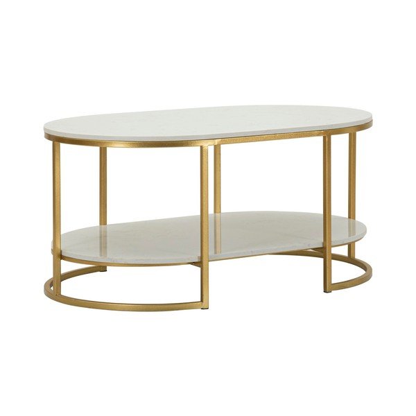 Bijeli/u zlatnoj boji stolić za kavu s mramornom pločom 60x90 cm Izmir – Mauro Ferretti-image-3