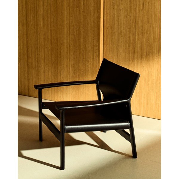 Crna kožna fotelja Jan – Kave Home-image-1