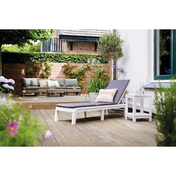 Svijetlo siva plastična/podstavljena podesiva/sklopiva vrtna ležaljka Atlas – Keter-image-1