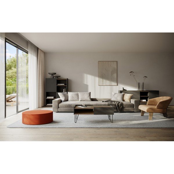 Crna/smeđa biblioteka u dekoru oraha 180x83 cm Nina – TemaHome-image-1