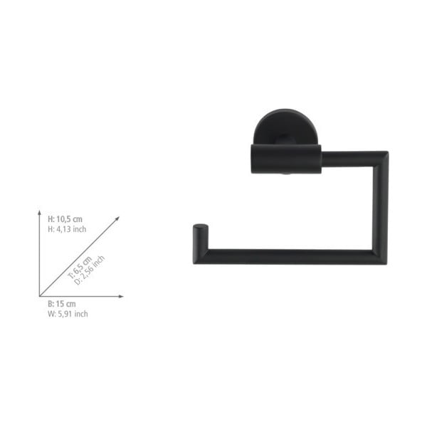 Mat crni samoljepljiv držač toaletnog papira od nehrđajućeg čelika Bosio – Wenko-image-1