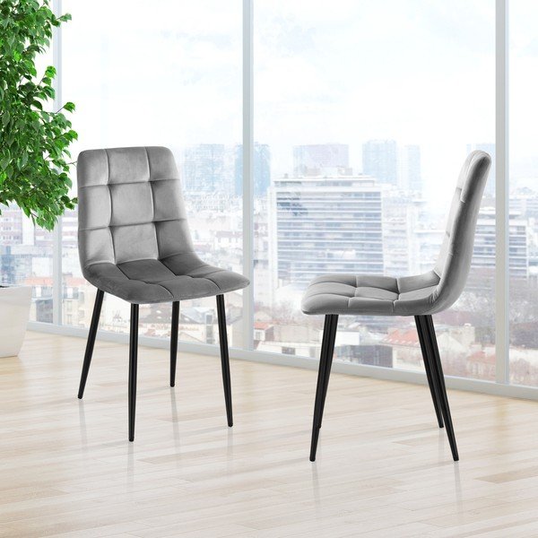 Sive baršunaste blagovaonske stolice u setu 2 kom Faffy – Tomasucci-image-4