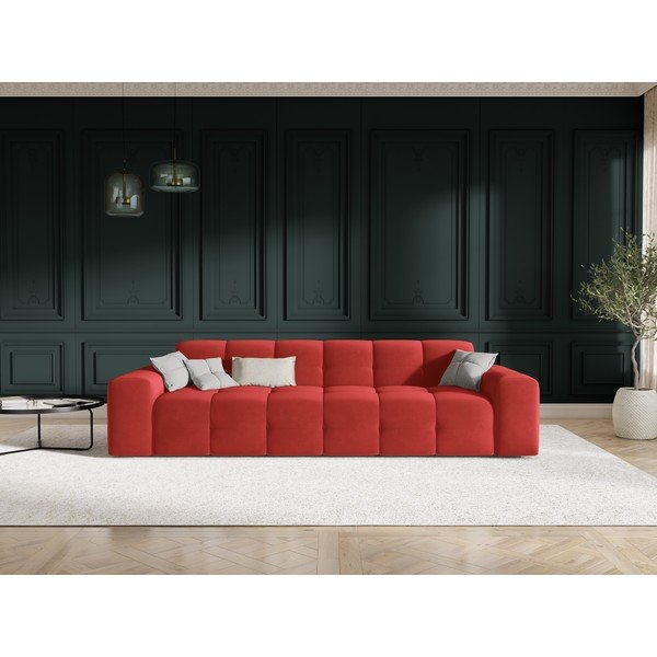 Crvena baršunasta sofa 255 cm Kendal - Micadoni Home-image-1