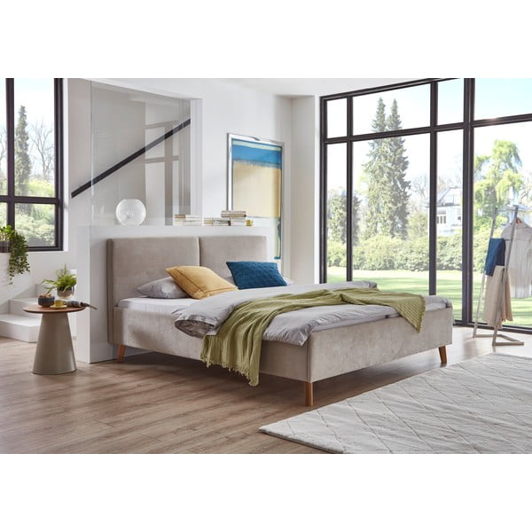 Bež tapecirani bračni krevet s podnicom 160x200 cm Piano – Meise Möbel-image-1