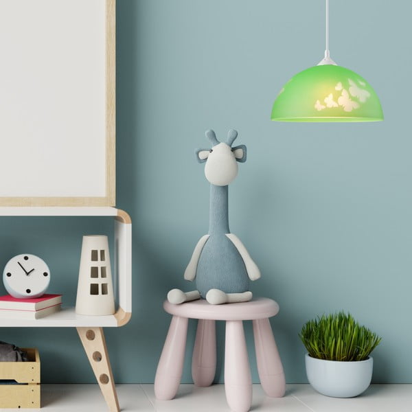 Zelena dječja svjetiljka sa staklenim sjenilom ø 30 cm Mariposa – LAMKUR-image-3