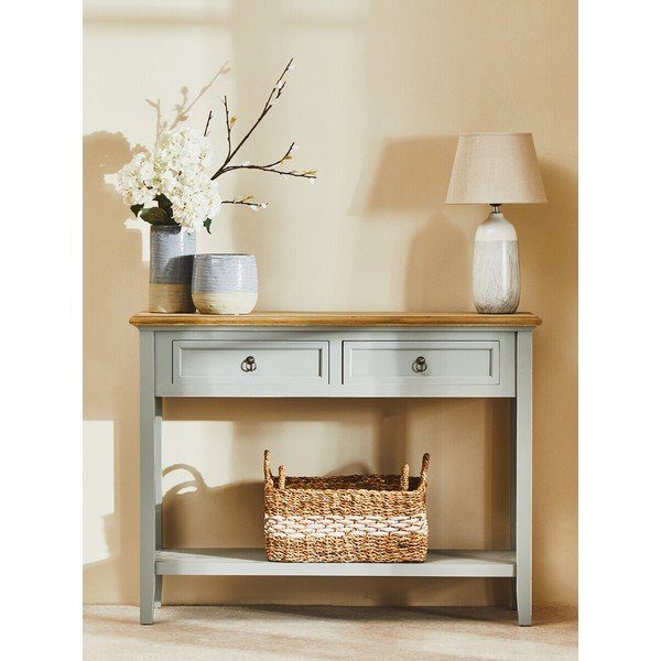Sivi pomoćni stol od masivne paulovnije 34,5x99 cm Henley – Premier Housewares-image-3