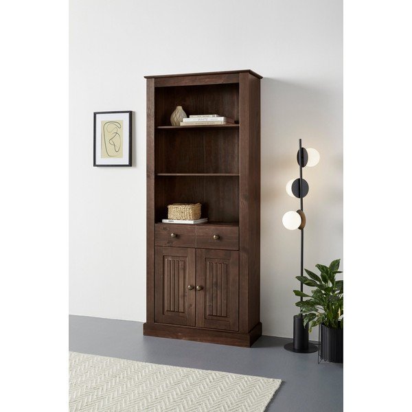 Smeđa biblioteka od masivnog bora 181x31 cm Mille – Støraa-image-4