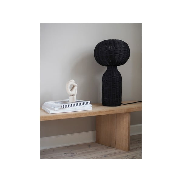 Crna stolna lampa sa sjenilom od ratana (visina 43 cm) Werna – Villa Collection-image-2